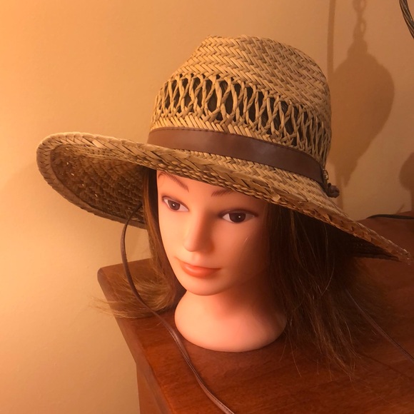 None Accessories Straw Sun Beach Hat Cowgirl Style 75 Opening Faux